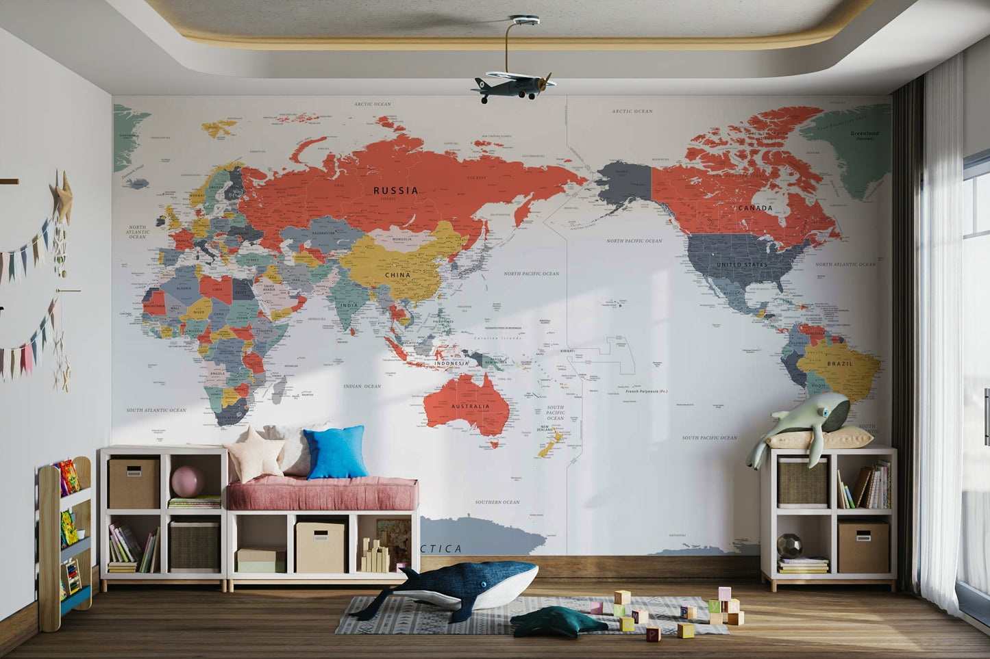 Durable and easy to install map wallpaper

