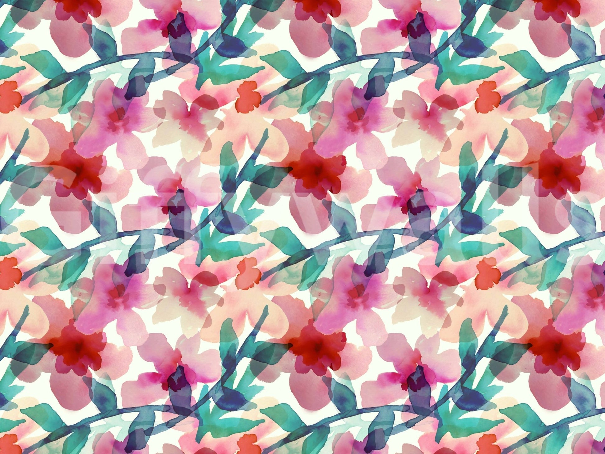 A beautiful modern art wall mural of delicate flowers.


