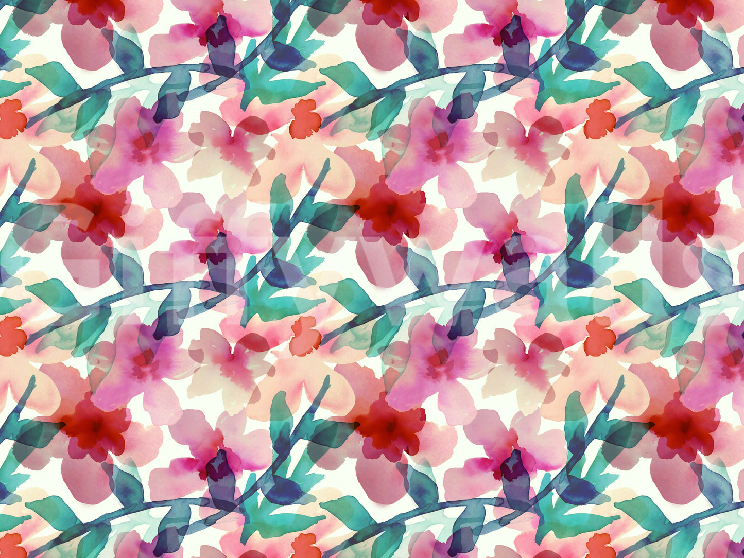 A beautiful modern art wall mural of delicate flowers.

