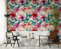 A contemplative floral pattern wallpaper mural for a feature wall.

