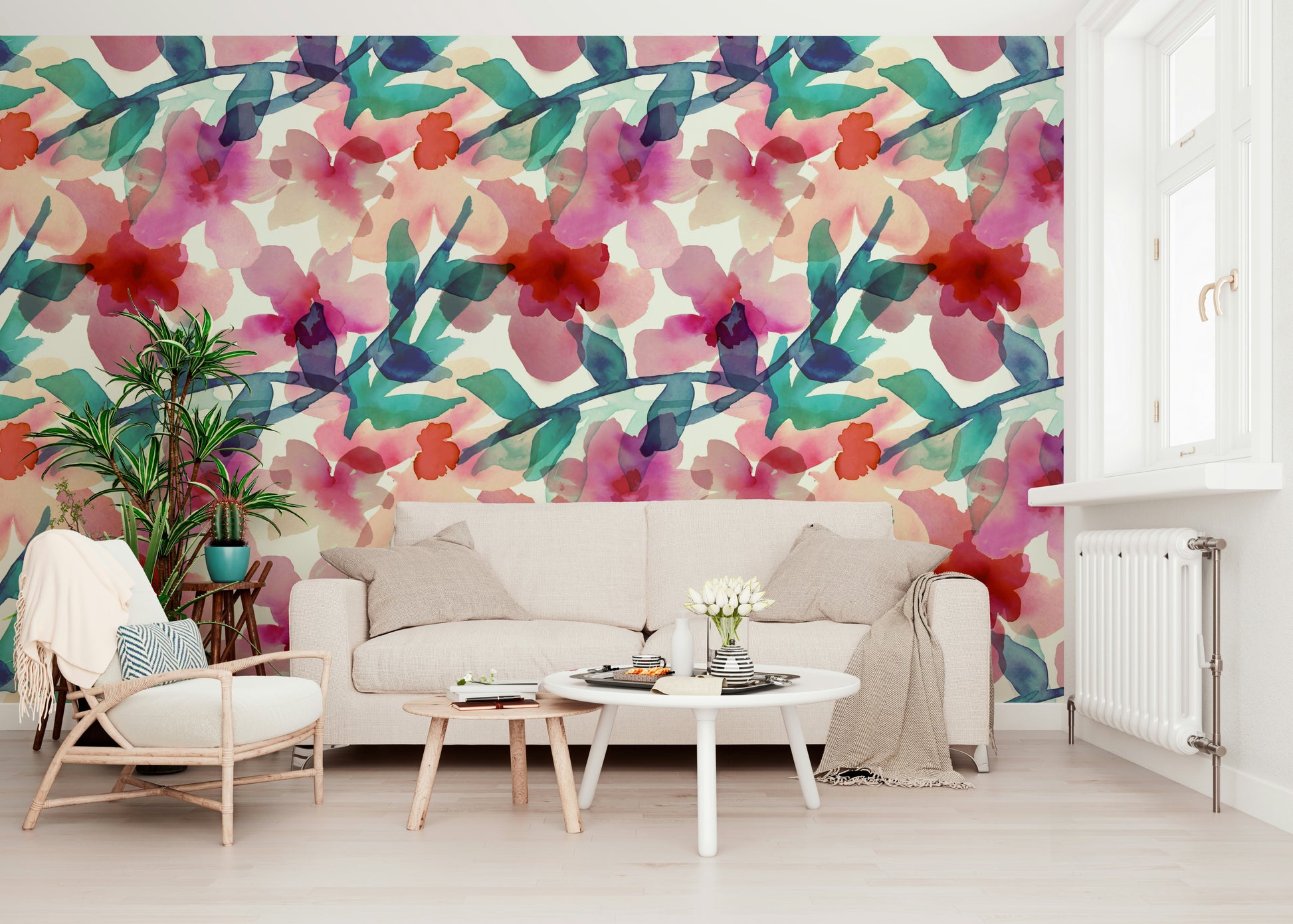 A serene subtle flower wall mural for your decor.

