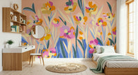 Meadow flowers peel and stick wallpaper Painted Blossom Garden aesthetic.