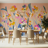 Joyful modern cut-out Painted Blossom Garden wall print art.