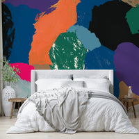 Artistic wall mural with brush-style strokes

