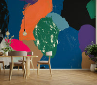 Close-up of painted canvas wall mural design

