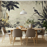 A calming abstract design wallpaper mural that defines a space.