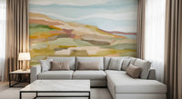 Bedroom with Painted Hills Wall Mural in a serene abstract landscape