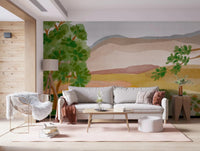 This peel and stick Painted Hillside Calm Wall Mural is easy to install or remove.