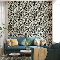 A close-up of the textured brushstrokes and lines in the design.

