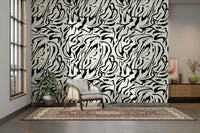 A high-angle view of the wall mural in a large space.

