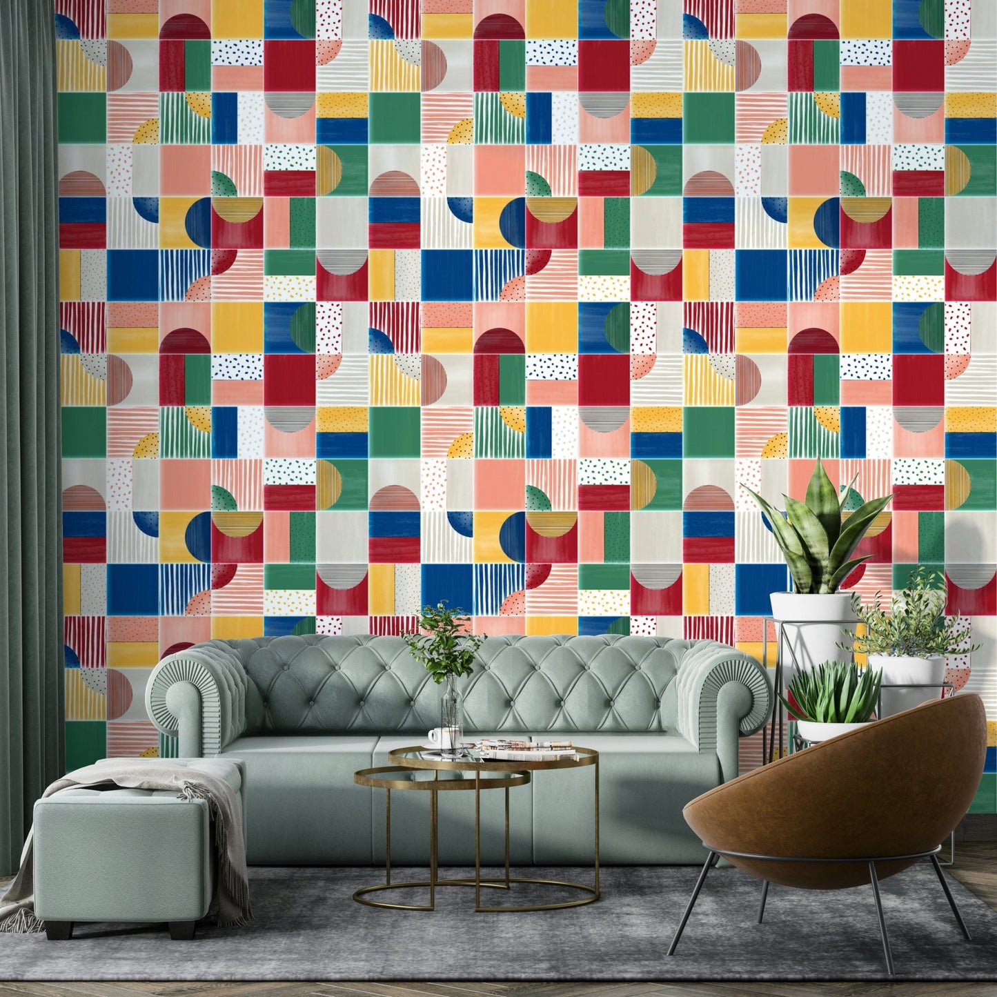 Contemporary tile aesthetic on wallpaper. GD2783

