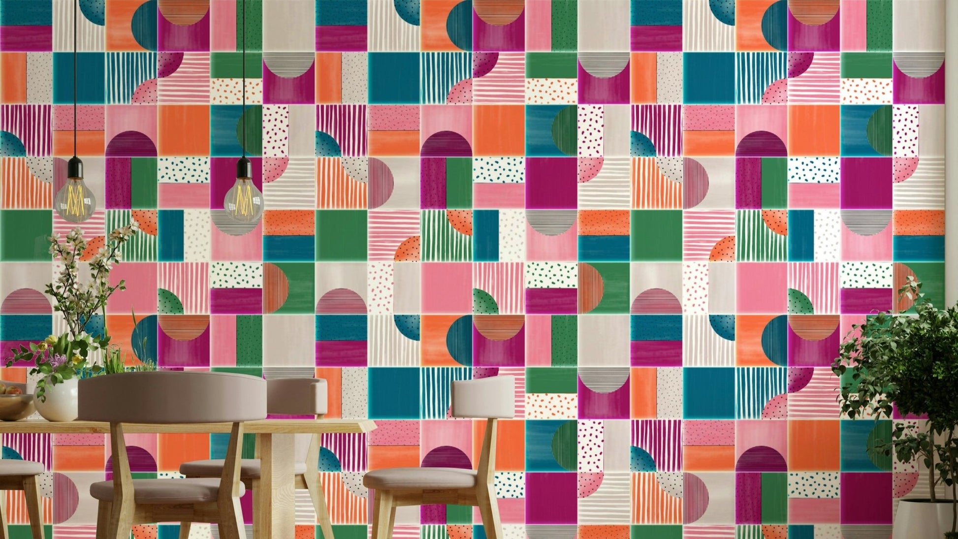 Painted modern tile pattern.

