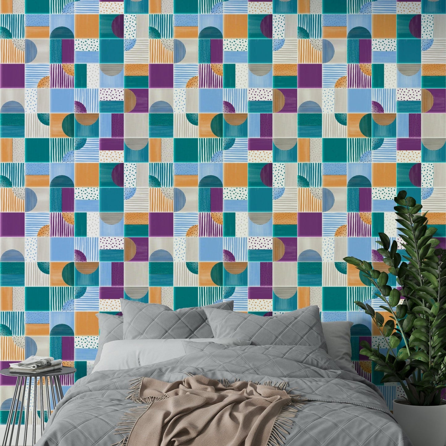 Painted modern tile pattern.

