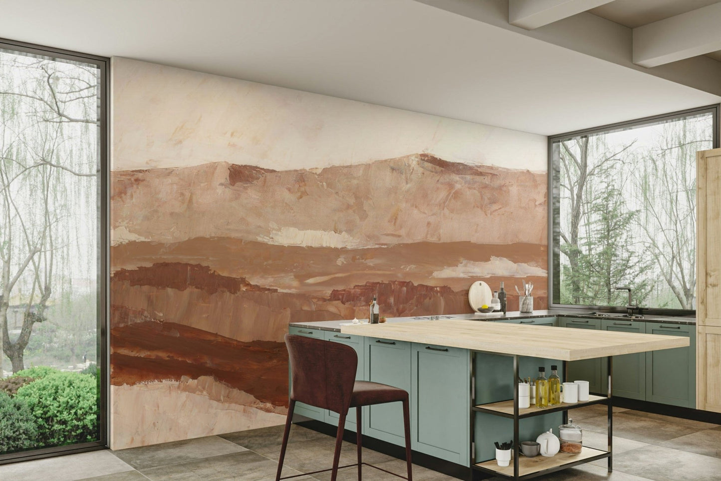 Neutral toned mountain artwork

