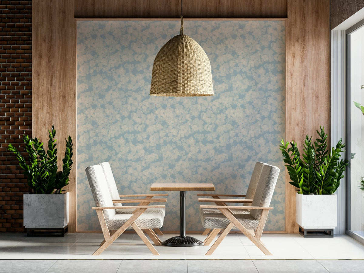 Painted Petals Calm wallpaper with a light, sky blue hue., GD6864