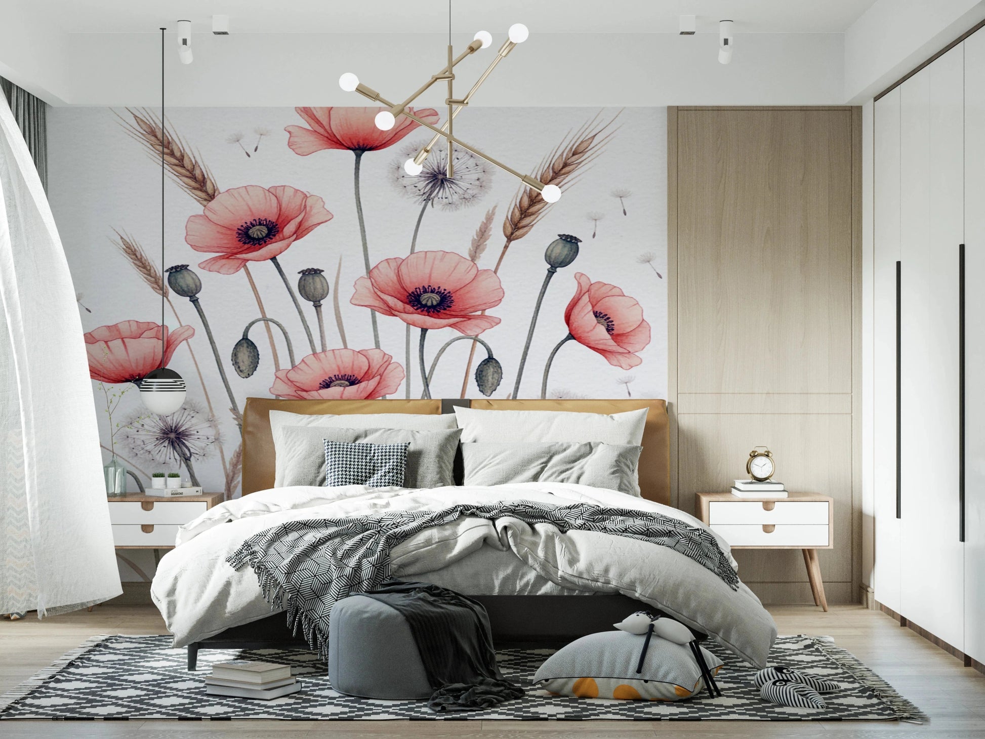 Painted Poppy Meadow Wall Mural