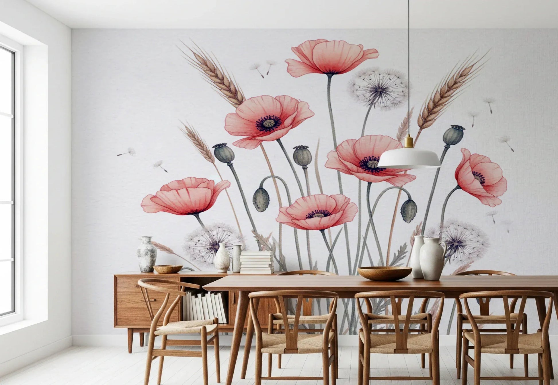 Painted Poppy Meadow Wall Mural