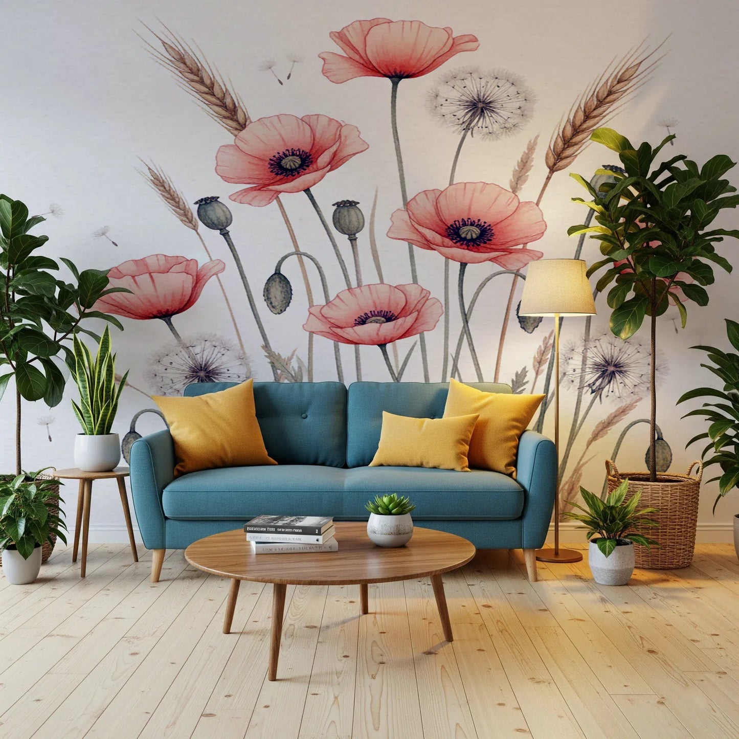 Painted Poppy Meadow Wall Mural