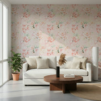 Unique Painted Rose Garden, pale pink and cream flower surface wallpaper.
