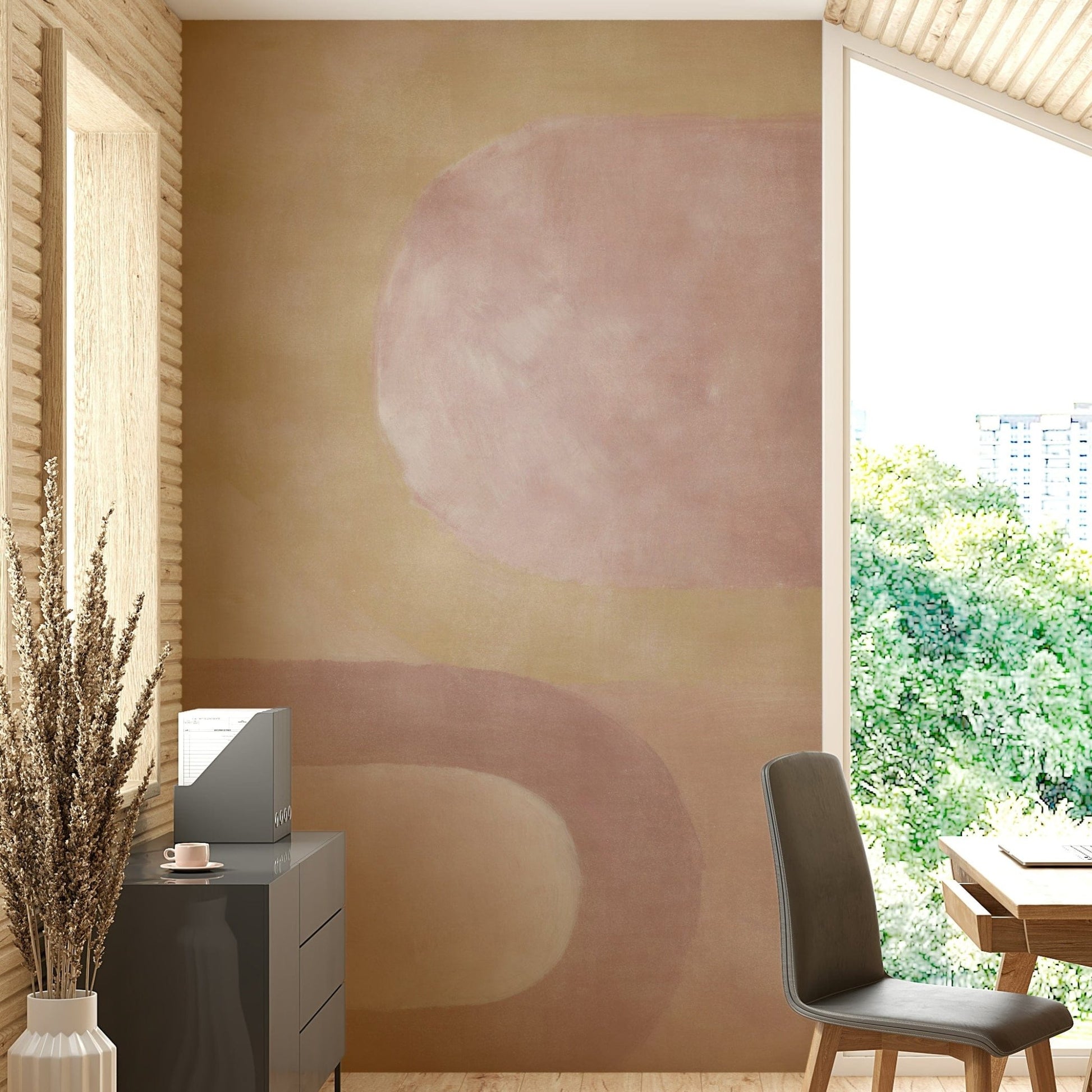 Hand-painted sand tones wallpaper

