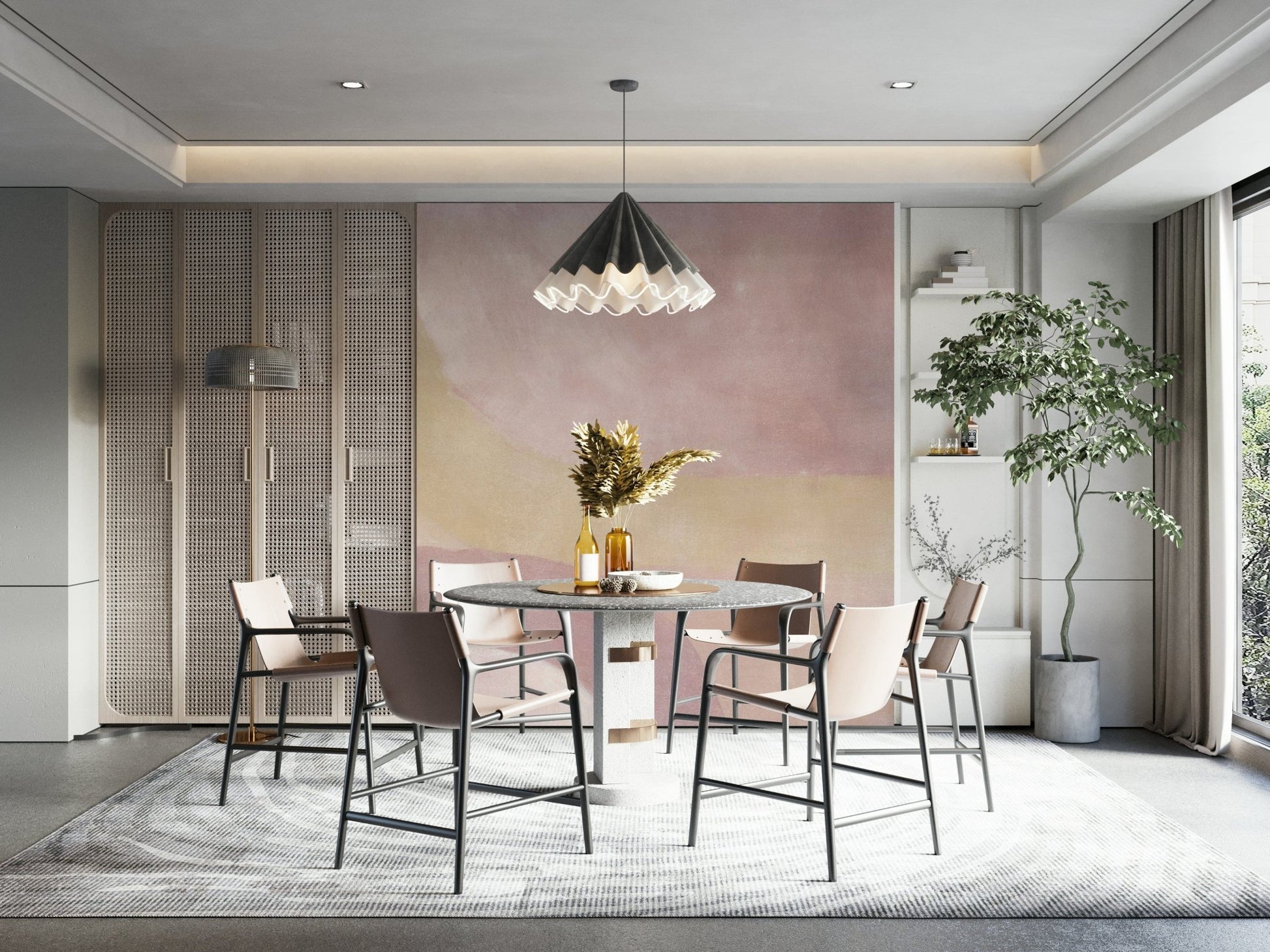 Pink and beige sand wall wallpaper

