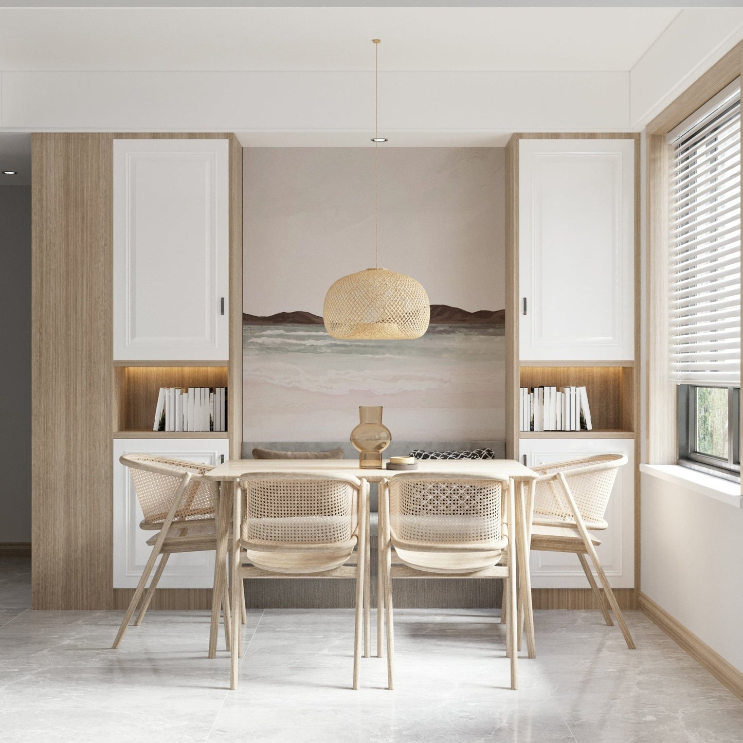 Painted Shores wallpaper featuring a calm shoreline and artistic sky.