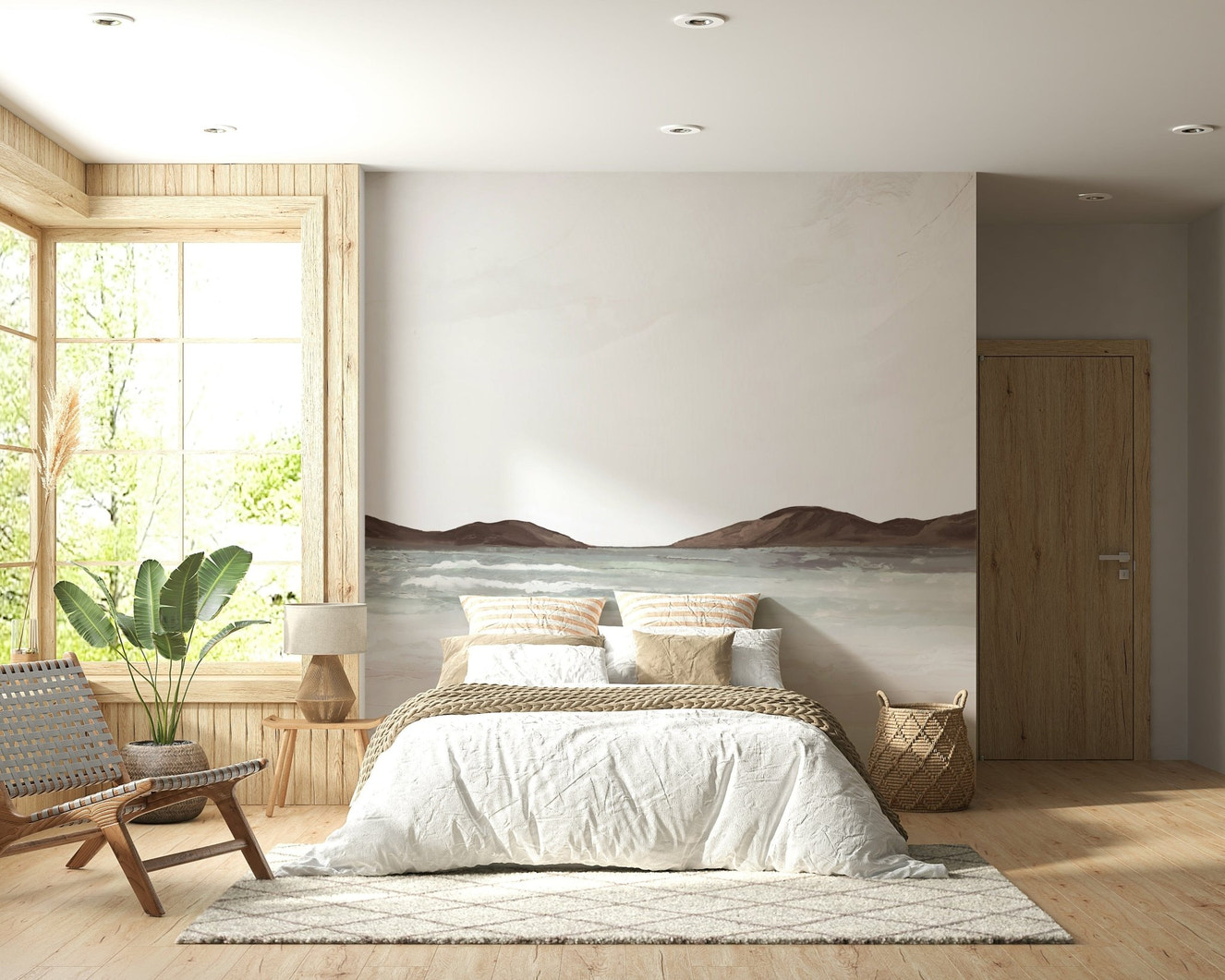 Painted Shores wall mural for a coastal style living room.