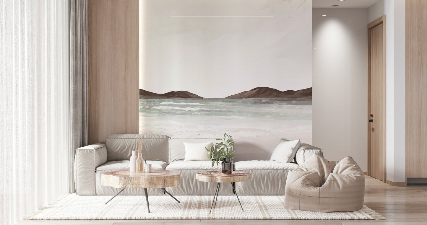 Painted Shores wallpaper for a sun-drenched balcony or lounge area.