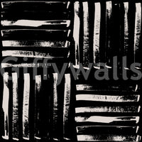  A roll of the painted stripes wallpaper before installation, showing the design