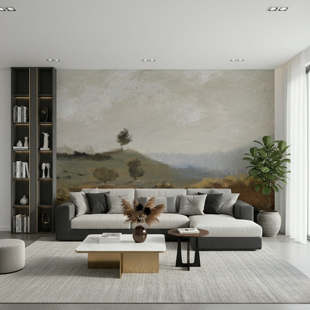 A beautiful modern art wall mural of delicate lines.