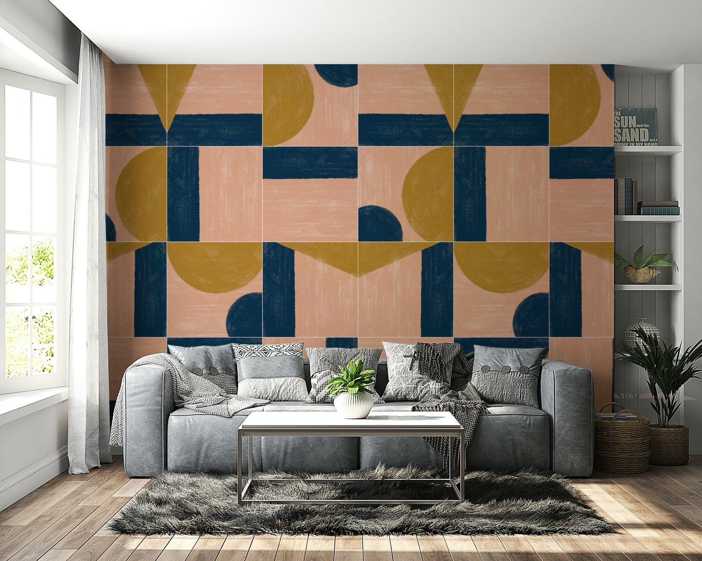 Hand-drawn ceramic tile wallpaper
