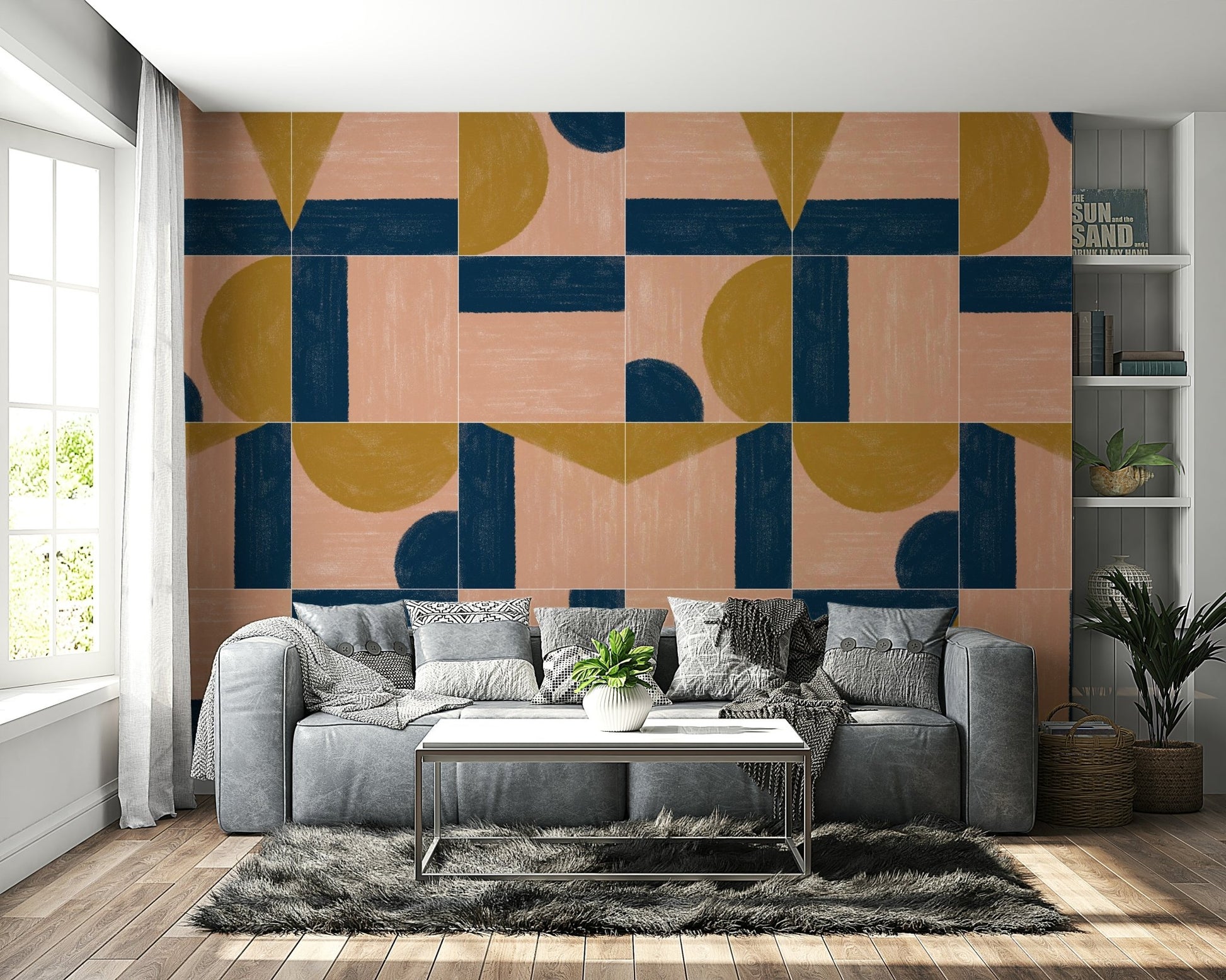Hand-drawn ceramic tile wallpaper
