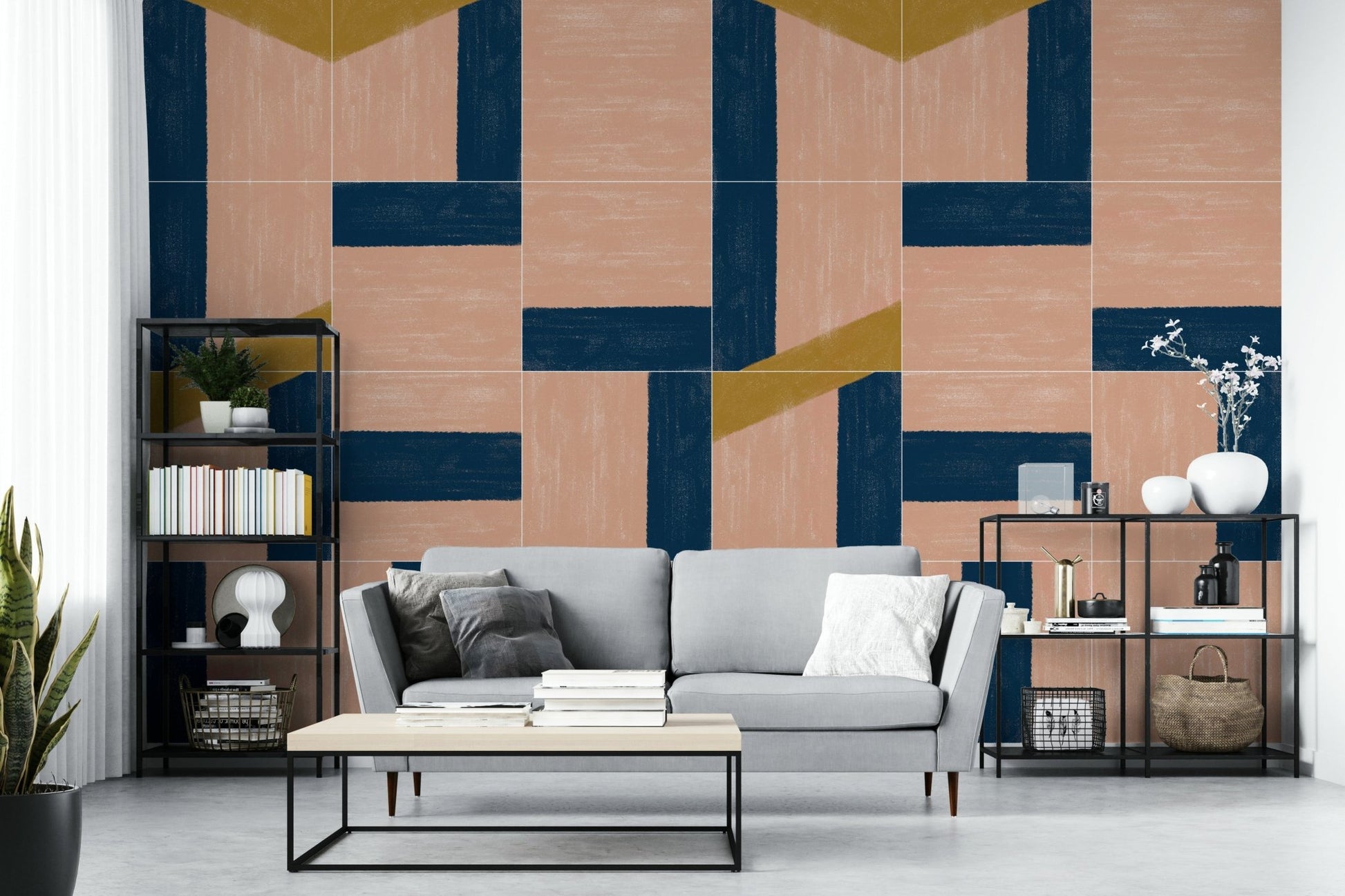 Earthy tones tile wallpaper design
