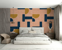 Muted ceramic tile-inspired wall design
