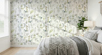 Hand-painted Painted Watercolor Meadow Blooms wallpaper for walls clover
