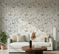 Rustic nature Painted Watercolor Meadow Blooms peel stick wallpaper