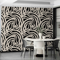 Close-up of a hand-painted, fluid line pattern


