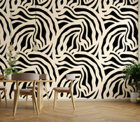 High-quality image of the painted wavy lines wallpaper

