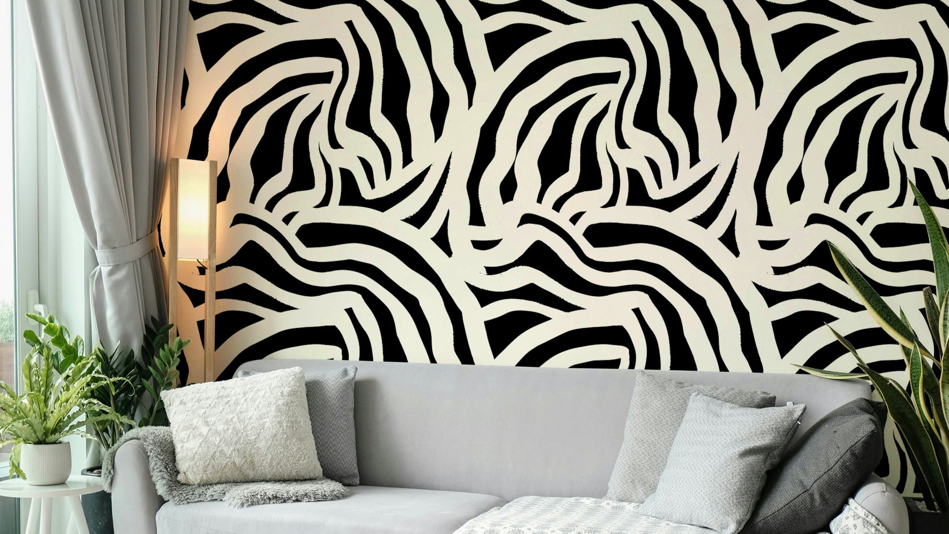 An angled shot of a wall with abstract swirls

