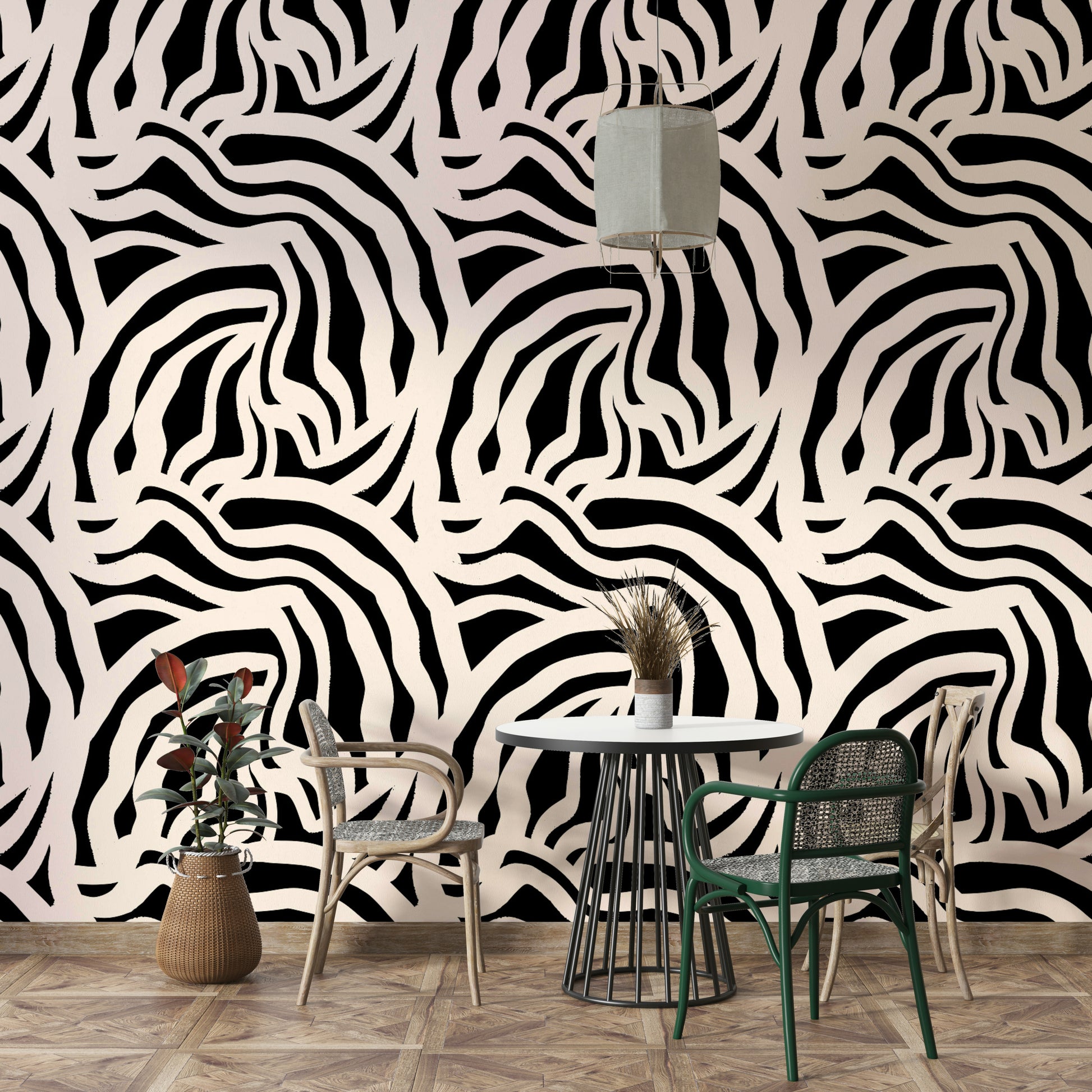 Wallpaper with a playful, abstract print

