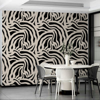 Close-up of a hand-painted, fluid line pattern

