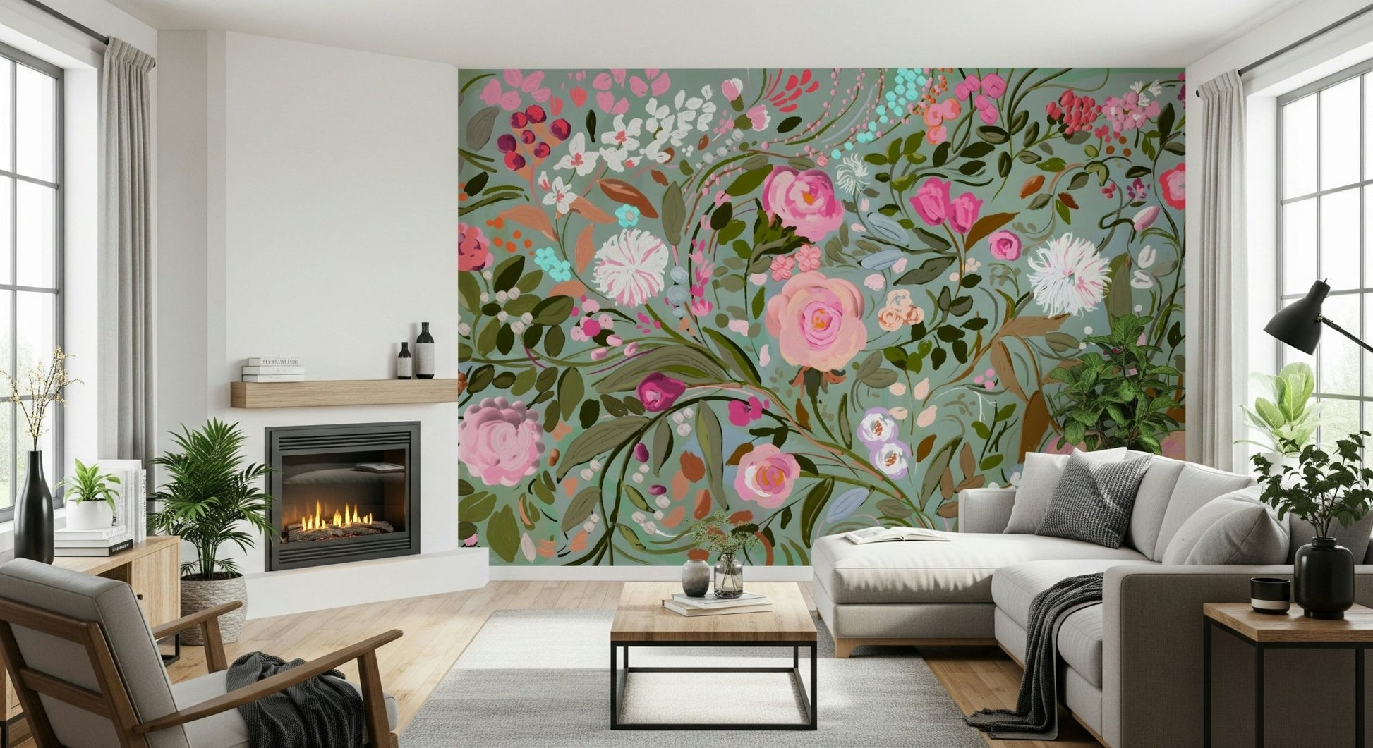A serene subtle flower wall mural for your decor.