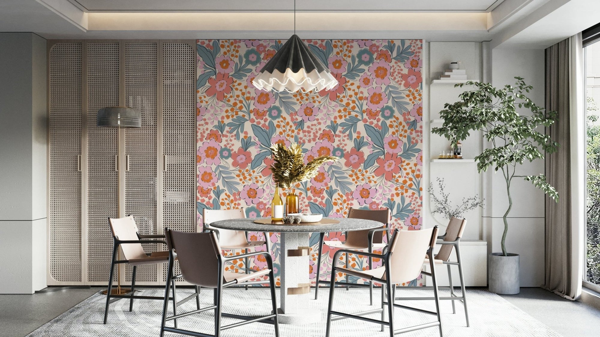 A wallpaper design with a floral painting. GD3515

