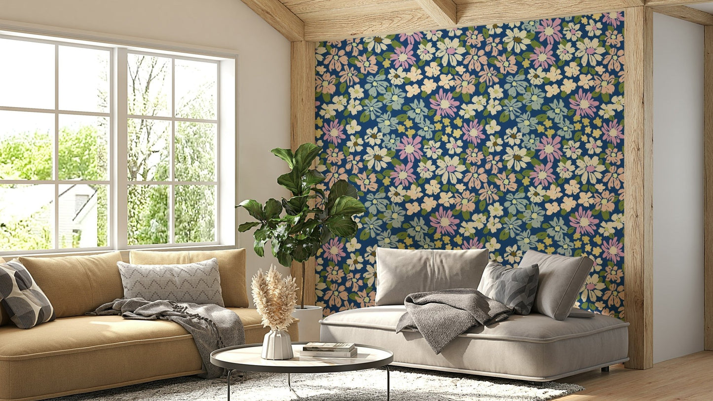 Hand-painted floral designs.

