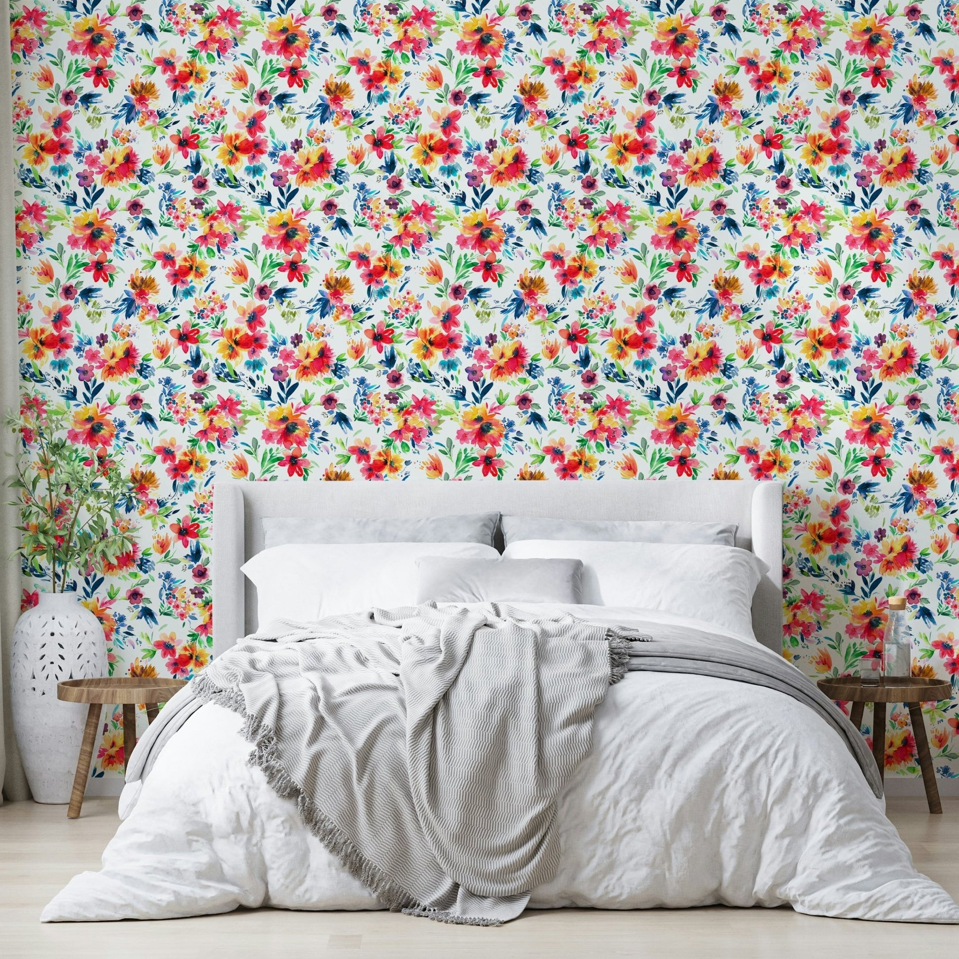 Artistic red flower wallpaper mural design

