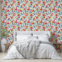 Artistic red flower wallpaper mural design

