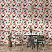 Vibrant red flower wallpaper for bedroom

