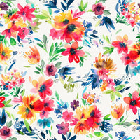 Painterly tropical wallpaper on wall

