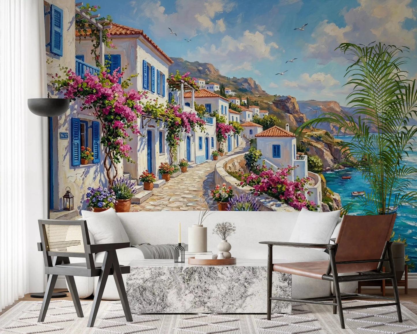 Painterly Greek Isle Escape Wall Mural