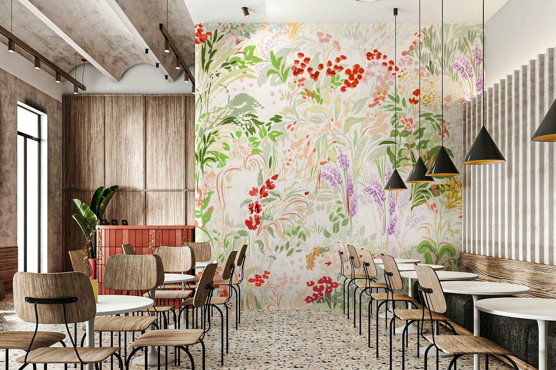 Opulent peel and stick wallpaper depicting a Painterly Meadow., GD6656